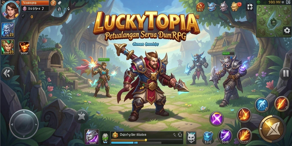 Tampilan gameplay LUCKYTOPIA yang menakjubkan dan seru.