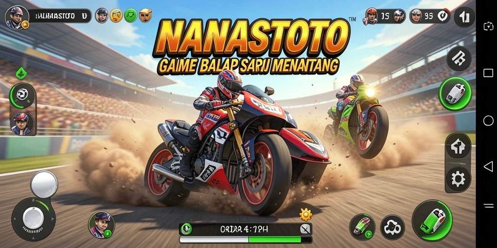 Tampilan seru gameplay NANASTOTO saat balapan