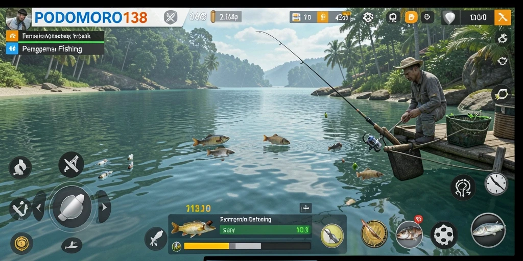 Tampilan gameplay <strong>PODOMORO138</strong> yang menyoroti pengalaman memancing yang mendebarkan.