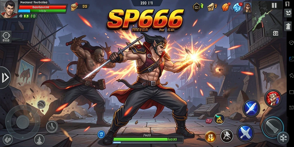 Tampilan gameplay SP666 dengan pertarungan yang dinamis dan seru.